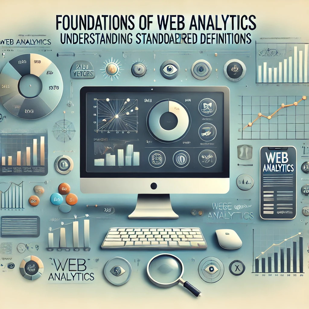 DALL·E 2024-08-26 14.50.14 – Design an image for a web analytics course titled ‘Foundations of Web Analytics_ Understanding Standardized Definitions’. The image should include vis